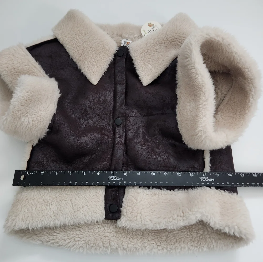 OFFLEASH By Aerie‎ Leather Winter Sherpa Dog Vest Coat Size Large NWT
